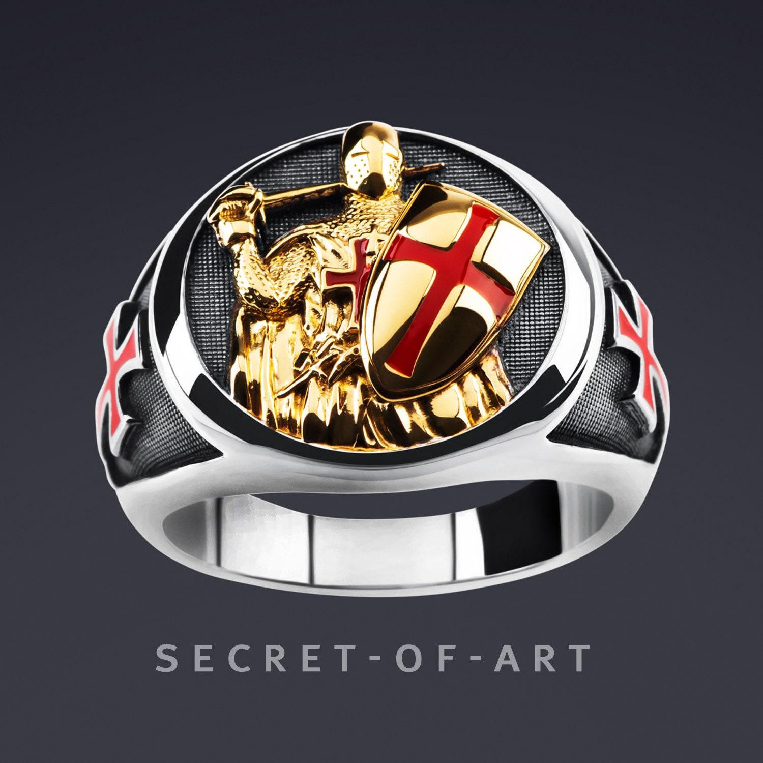 Knights Templar Ring Signet Ring Masonic Mason for Freemason | Etsy ...