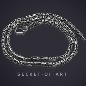 Byzantine necklace 5mm 5 mm King Chain Sterling Silver 925 massive high quality, length: 50-65 cm, 19,7 - 25,5 Inch Biker Goth Gothic