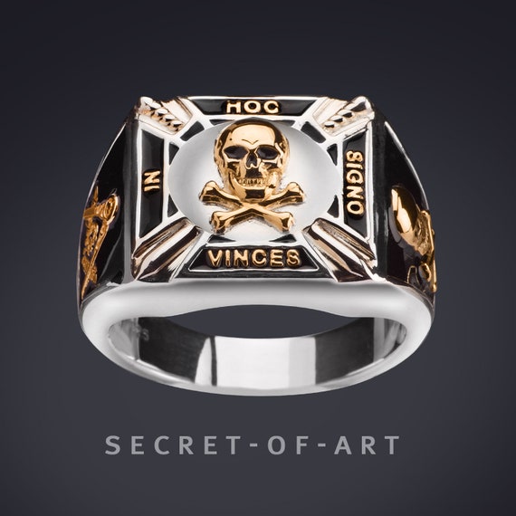 Masonic Ring Skull Knights Templar Freemason Mason Gift Masonry