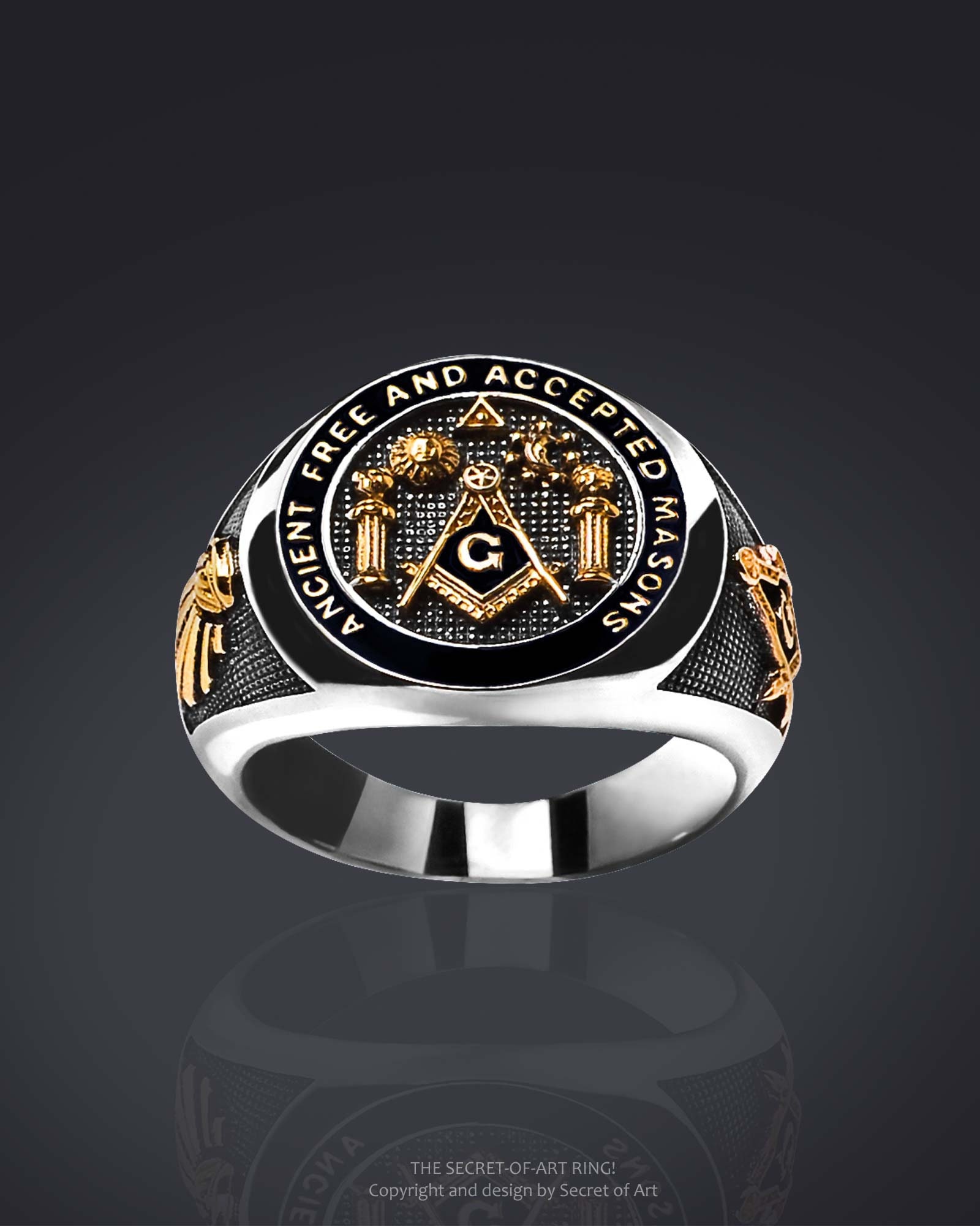 Masonic Ring AF AM Silver 925 Freemason Mason Masonry Jewelry Gift