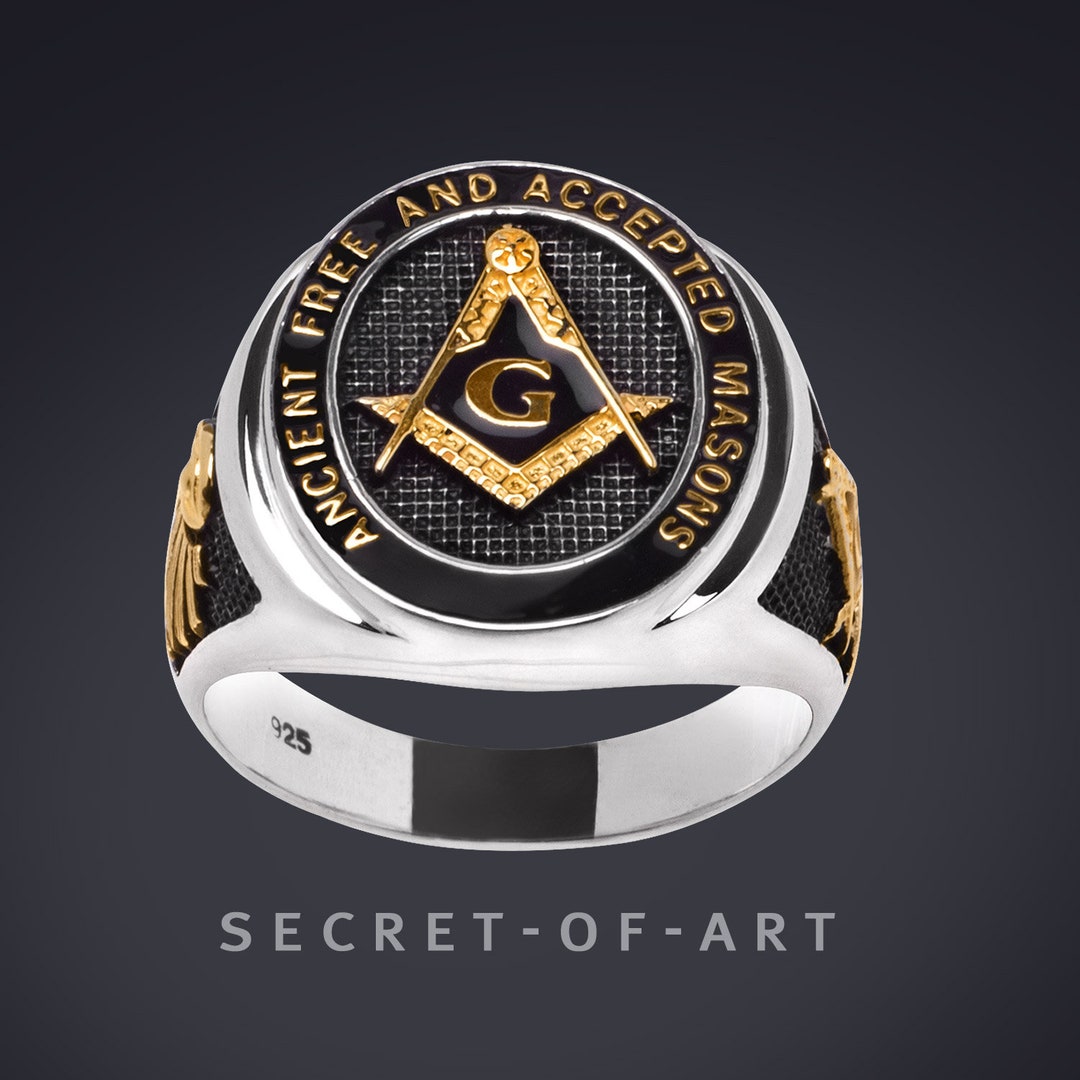 Masonic Ring Silver Master Mason AF & AM Ancient Free and Accepted