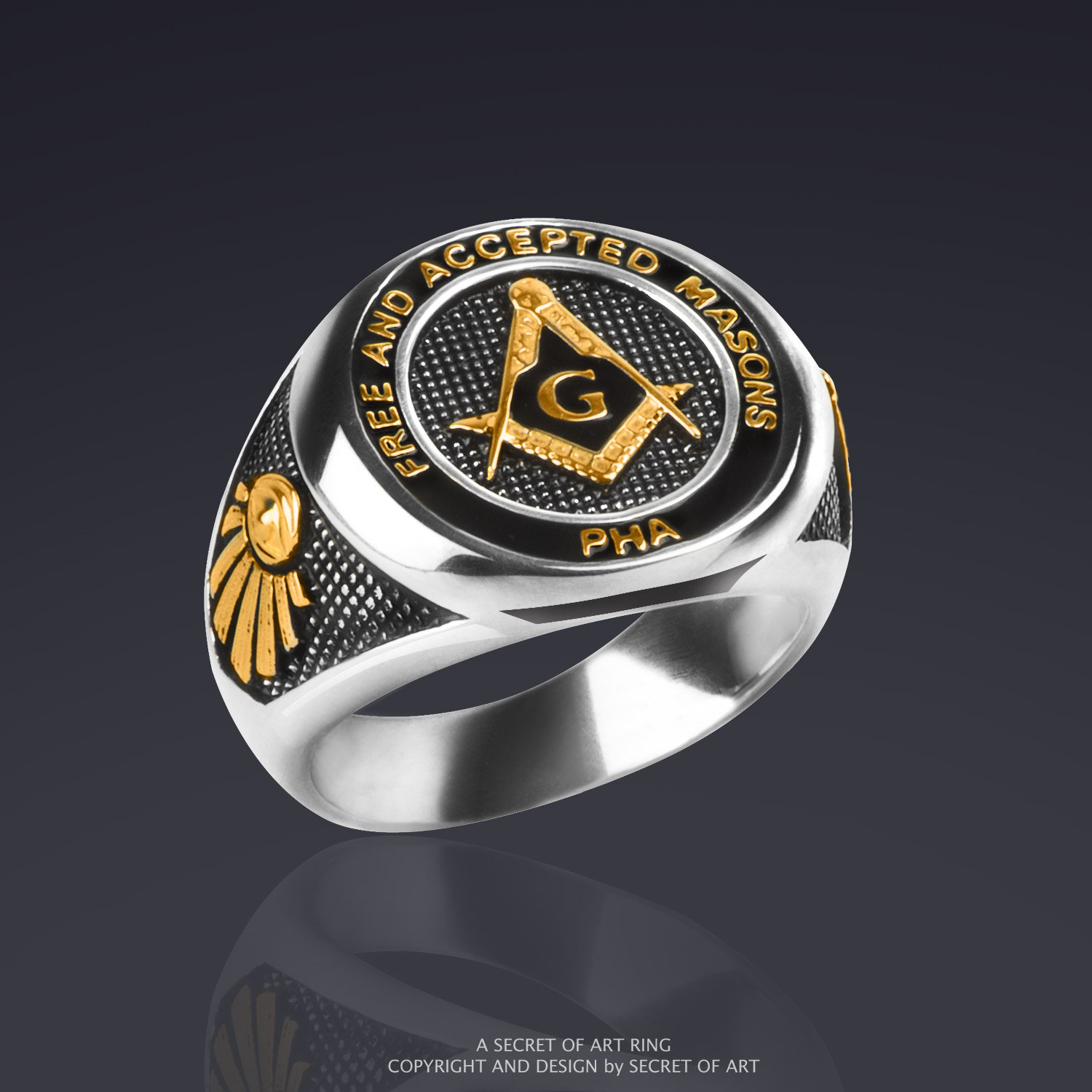 Masonic Ring for Freemason Masonry PHA Prince Hall 925 Silver