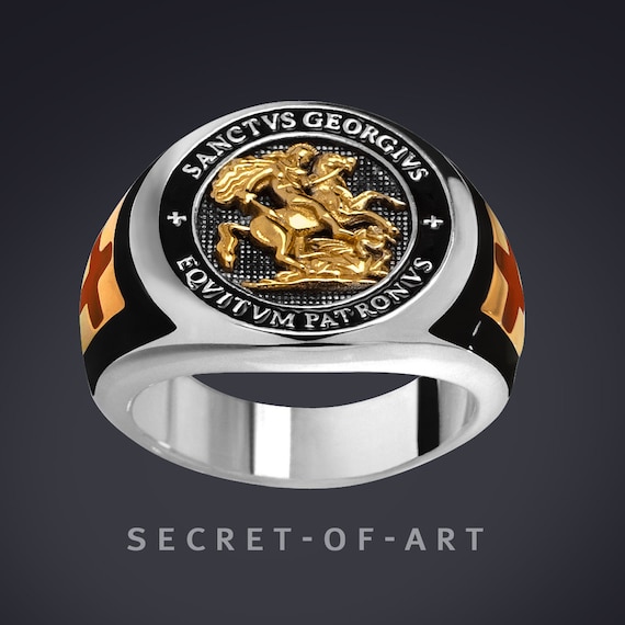 Saint George Ring St George Signet Ring Templar Eqvitvm Patronvs