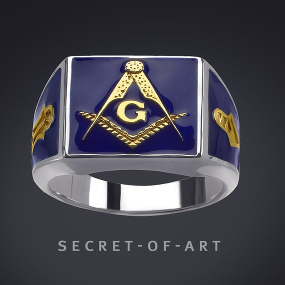 Blue masonic top ring