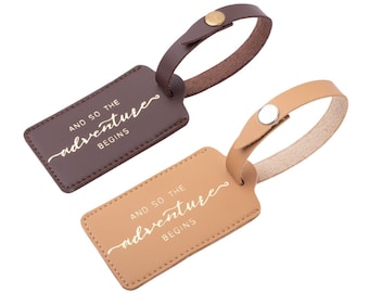 Vegan Leather Luggage Tag Wedding Favors: Adventure Begins, Bulk