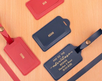 Personalized Vegan Leather Luggage Tags: Custom Wedding Favors