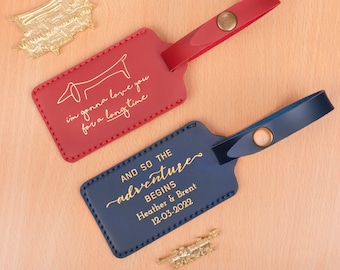 Custom Vegan Leather Luggage Tags: Personalized Wedding Favors