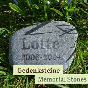 Personalized Pet Memorial Stone - Font Selection Engraving with Motif on Natural Stone - Urn Cemetery Remembrance Memorial Death Dog Cat