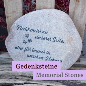 XL Personalized Pet Memorial Stone - Font Selection Engraving with Motif on Natural Stone - Urn Cemetery Remembrance Memorial Death Dog Cat
