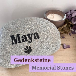 NEW Memorial Stones Personalized for Pet - Font Selection Engraving with Motif on Natural Stone Animal Name Remembrance Memorial Death Dog Cat