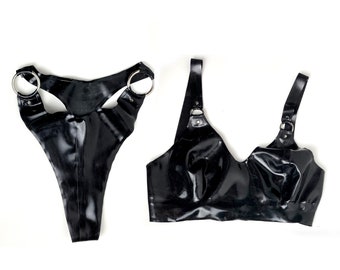 black latex bralette