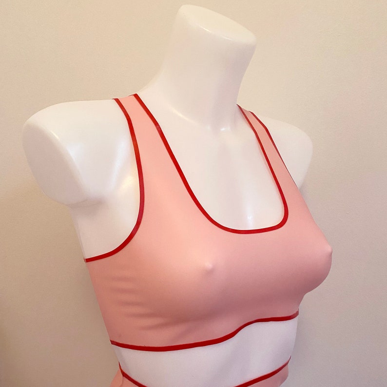 Custom Made Latex Rubber Sports Style Bralet With Contrast Etsy