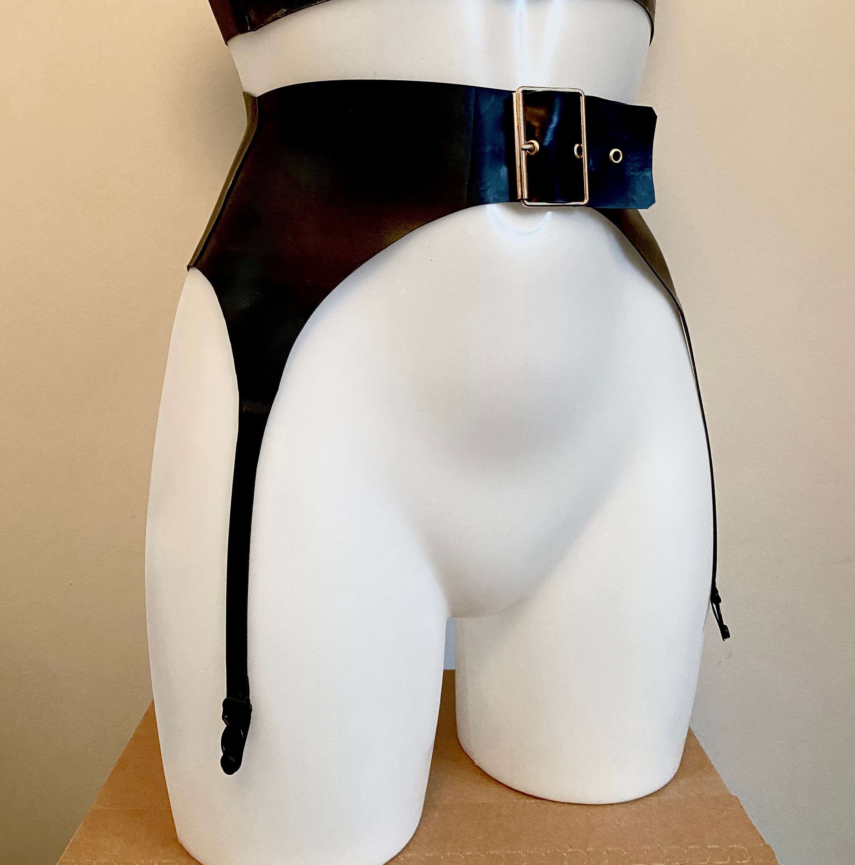 Custom made Latex Rubber Garter Belt with buckle closure in Etsy