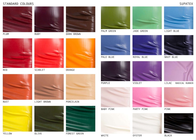 a color chart of different colors of leather