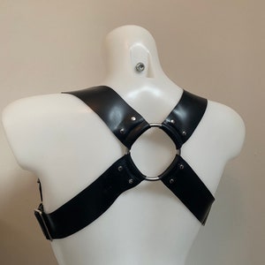 Latex Rubber bondage underbust harness bra with silver or gold hardware image 3