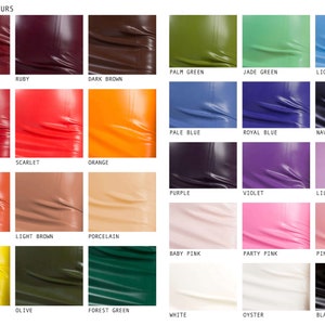 a color chart of different colors of leather