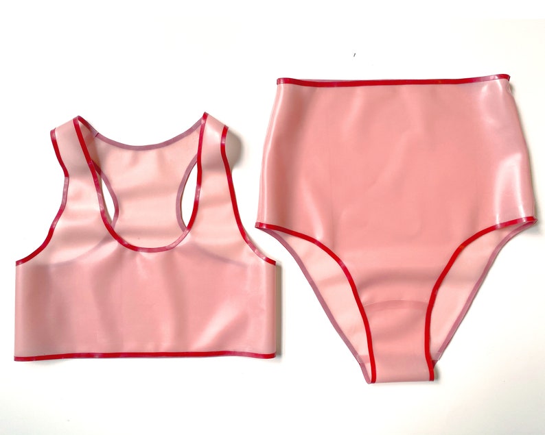 Custom Colour Latex Rubber Sports Bra/high Waist Knickers Etsy