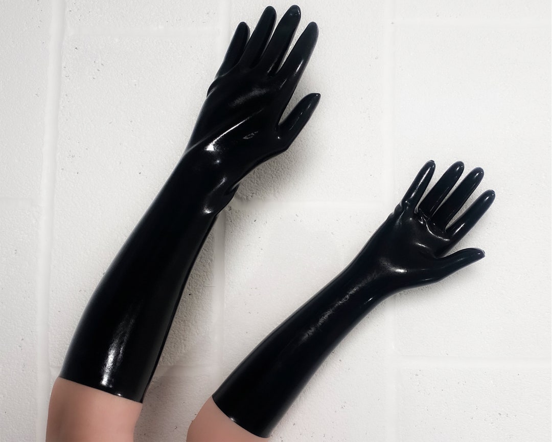 Gants en latex sexy pour adultes, gants en caoutchouc courts noirs