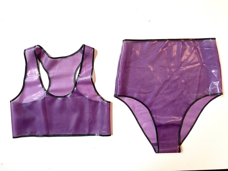 Custom Colour Latex Rubber Sports Bra/high Waist Knickers Etsy