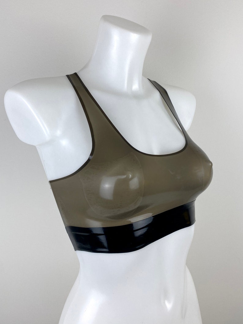 Custom Made Latex Rubber Sports Style Bralet Bra With Band Etsy