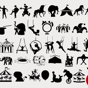 Paquete Circus Svg, Circus Svg, Circus Show Svg, Carnival Svg, Circus Tent Svg, Circus Cut File, Circus animales svg, Circus silueta