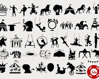 Circus Svg Bundle, Circus Svg, Circus Show Svg, Carnival Svg, Circus Tent Svg, Circus Cut File, Circus animals svg, Circus silhouette
