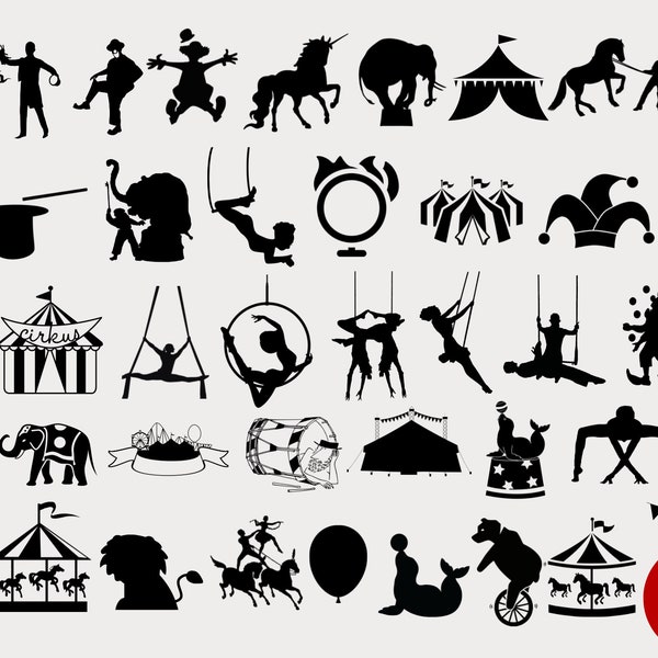 Circus Svg Bundle, Circus Svg, Circus Show Svg, Carnival Svg, Circus Tent Svg, Circus Cut File, Circus animals svg, Circus silhouette