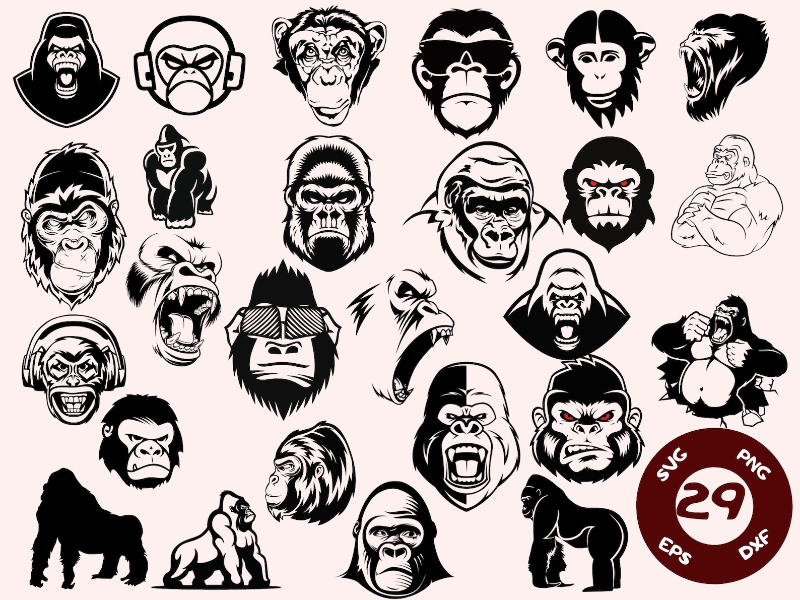 Gorilla Svg, Ape Svg, Monkey Svg, King Kong Svg, Gorilla Head Svg ...