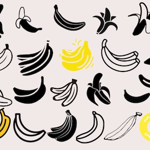Banana SVG, Banana Cricut, Silhouette de banane, Logo de banane, Fruit SVG, Clipart banane, Banana Svg Bundle, Banana Vector, babnanas svg png gratuit