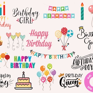 Alles Gute zum Geburtstag SVG-Bundle handbeschriftet, Geburtstagssvg, Geburtstagsparty-Svg, Geburtstagskuchen-Svg, Geburtstagsparty-Svg-Png, Geburtstags-Clipart