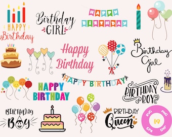 Happy birthday svg bundle hand lettered, birthday svg, birthday party svg, birthday cake svg, birthday party svg png, birthday clipart