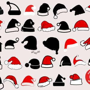 Santa Hat SVG Bundle, Santa hat cut file, Christmas Hat Svg, Elf Hat Svg, Xmas Clipart, Holiday Winter hat svg, Silhouette, Cricut
