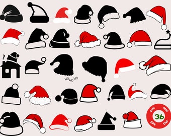 Santa Hat SVG Bundle, Santa hat cut file, Christmas Hat Svg, Elf Hat Svg, Xmas Clipart, Holiday Winter hat svg, Silhouette, Cricut