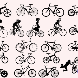 Fiets SVG bundel, fiets SVG, fiets clipart, fietsen clipart, fiets gesneden bestanden, mountainbike silhouet, sport SVG, PNG DXF EPS