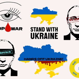 Ukraine-Bundle, STOP WAR SVG, Stand with Ukraine SVG, Hände weg von der Ukraine SVG, Putin SVG, Putin-Mörder SVG