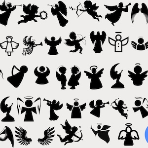 Engelen bundel Svg, Kerst engelen Svg, kerstversiering Svg, engelen clipart, engelen Cricut, Valentijnsdag, Cupido SVG, silhouet