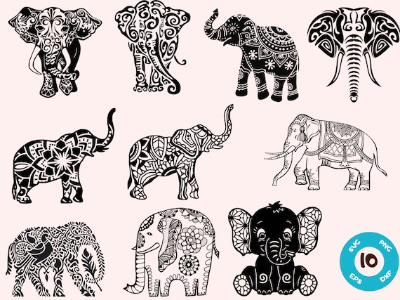 Elephant mandala svg, elephant svg, cutfiles, cricut animals svg, baby elephant