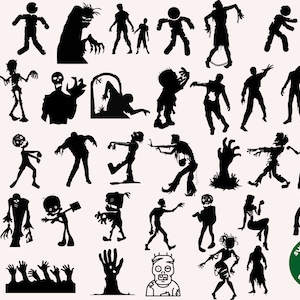 Zombie SVG, Zombie silhouetten SVG, Halloween silhouetten, Halloween Decor, Zombie SVG Cut-bestand, illustraties