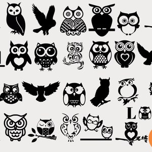 Chouette SVG, fichier Cricut hibou, Silhouette de hibou, Clipart hibou, fichiers pour Cricut, contour de hibou, oiseau svg, Png, DXF, EPS