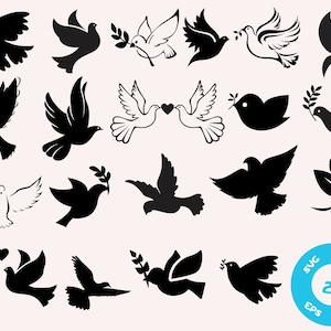 Dove with olive branch svg, peace bird svg, flying dove svg, bird svg, dove silhouette, dove cricut