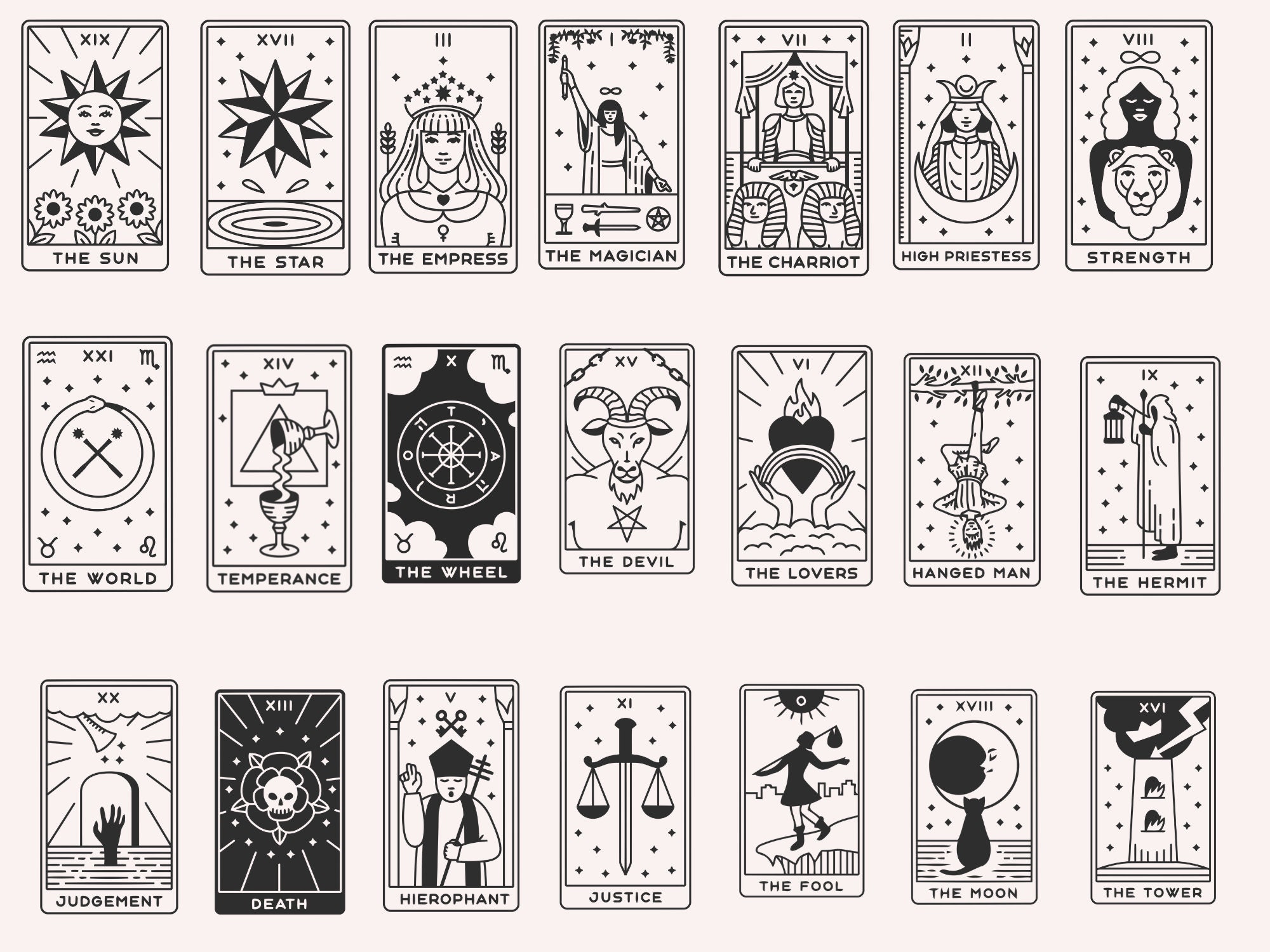 Tarot Cards Svg Witch Tarot Svg Major Arcana Svg Celestial Etsy