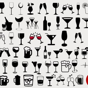 bundle in formato SVG di alcol, birra in formato SVG, bicchiere di vino in formato SVG, Cocktail in formato SVG, vetro in formato SVG per cricut, vetro in formato SVG, alcol in formato SVG per camicie, silhouette, clipart