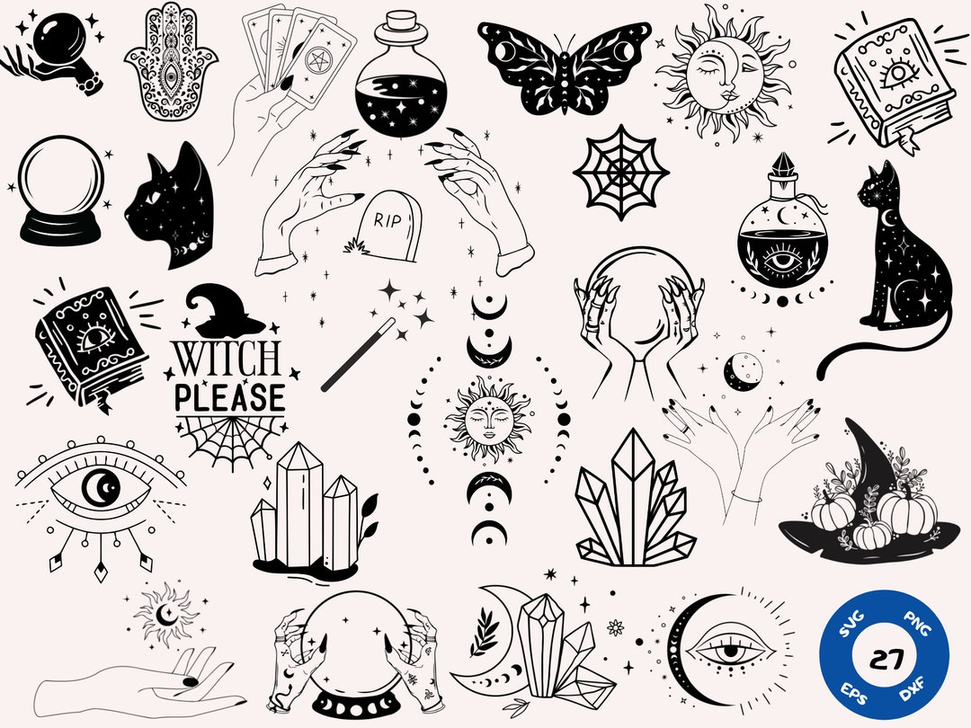Witch Svg, Bundle Witchcraft Svg, Magic Svg, Celestial Svg, Moon Svg