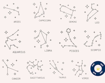 Star zodiac constellation svg, zodiac svg, horoscope svg, cricut svg, cutting files, star constellation, star sign svg, zodiac sign svg