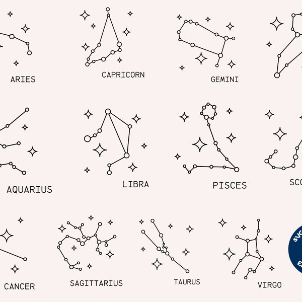 Star zodiac constellation svg, zodiac svg, horoscope svg, cricut svg, cutting files, star constellation, star sign svg, zodiac sign svg