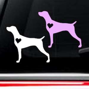 Weimaraner Dog with heart car decal FREE SHIPPING