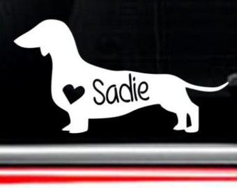 Dachshund Dog car decal with custom name FREE SHIPPING