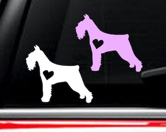 Schnauzer Dog with heart car decal FREE SHIPPING