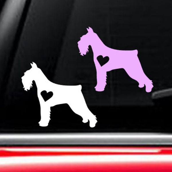 Schnauzer Dog with heart car decal FREE SHIPPING