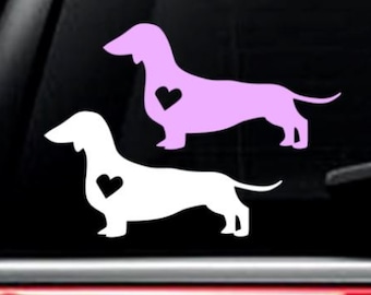 Dachshund Dog with heart car decal FREE SHIPPING